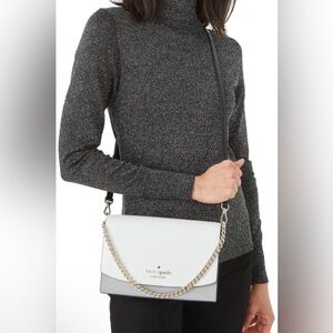 Kate Spade Carson Crossbody Bag Grey Black Convertible Chain Strap Colorblock